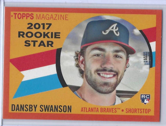 DANSBY SWANSON 2017 TOPPS ARCHIVES RED ORANGE ROOKIE STAR ROOKIE RC #d 8/25