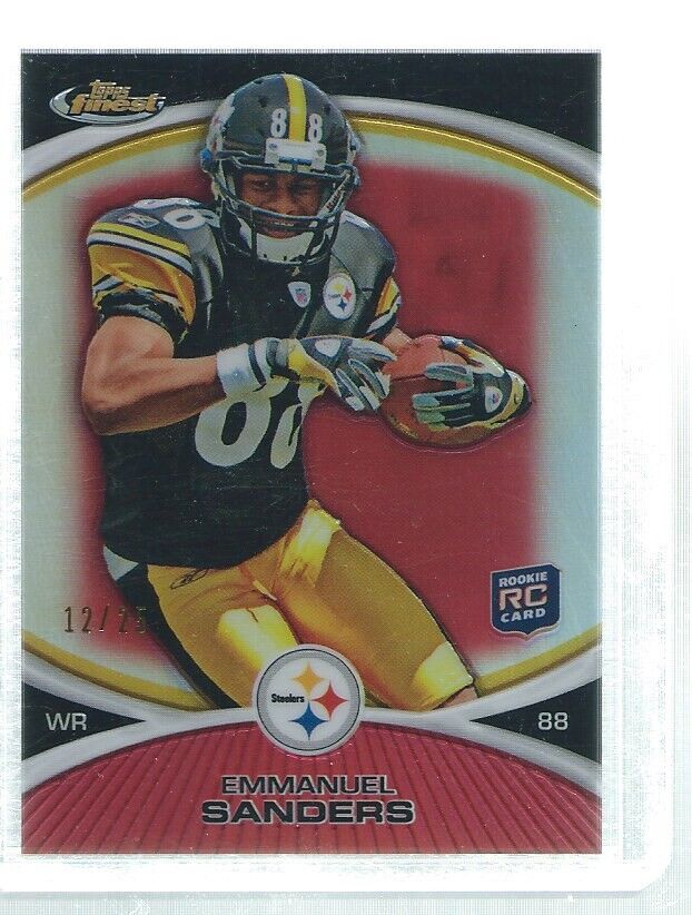 EMMANUEL SANDERS 2010 TOPPS FINEST RED REFRACTOR ROOKIE RC #D 12/25