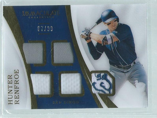 HUNTER RENFROE 2017 IMMACULATE 5 PIECE JERSEY LOGO PATCH PROSPECT #D 7/99
