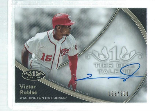 VICTOR ROBLES 2020 TOPPS TIER ONE ON CARD AUTO #D 153/299