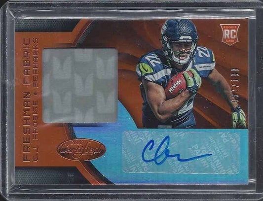 C.J. PROSISE 2016 CERTIFIED FRESHMAN FABRIC ORANGE ROOKIE PATCH AUTO RC #D /199