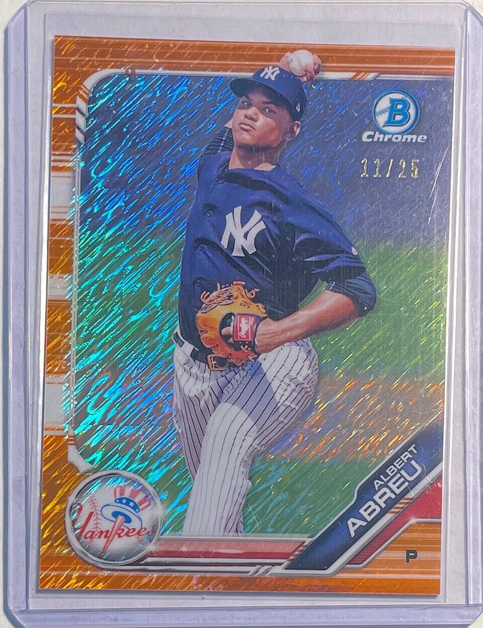 ALBERT ABREU 2019 BOWMAN CHROME PROSPECT ORANGE SHIMMER REFRACTOR #D 11/25