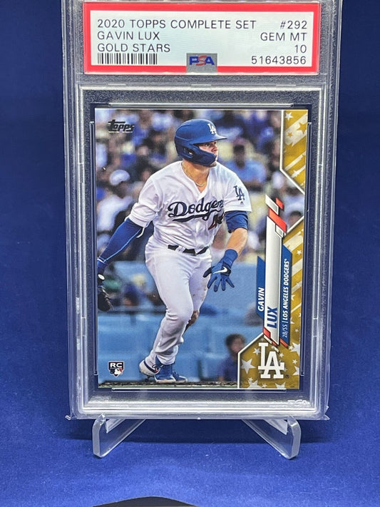 GAVIN LUX 2020 TOPPS COMPLETE SET GOLD STARS ROOKIE RC #292 PSA 10 GEM MINT
