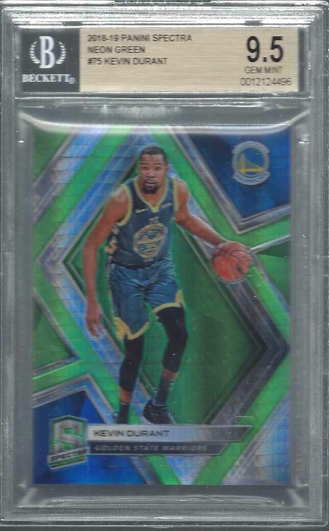 KEVIN DURANT 2018-19 SPECTRA NEON GREEN PRIZM #D 25/49 BGS 9.5 GEM MINT POP 1/1