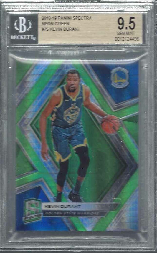 KEVIN DURANT 2018-19 SPECTRA NEON GREEN PRIZM #D 25/49 BGS 9.5 GEM MINT POP 1/1