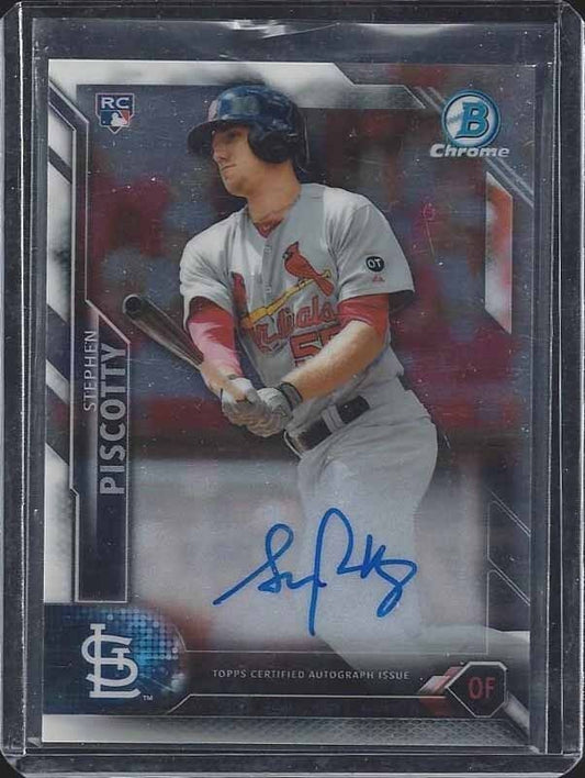 STEPHEN PISCOTTY 2016 BOWMAN CHROME CARDINALS ON CARD ROOKIE AUTO RC