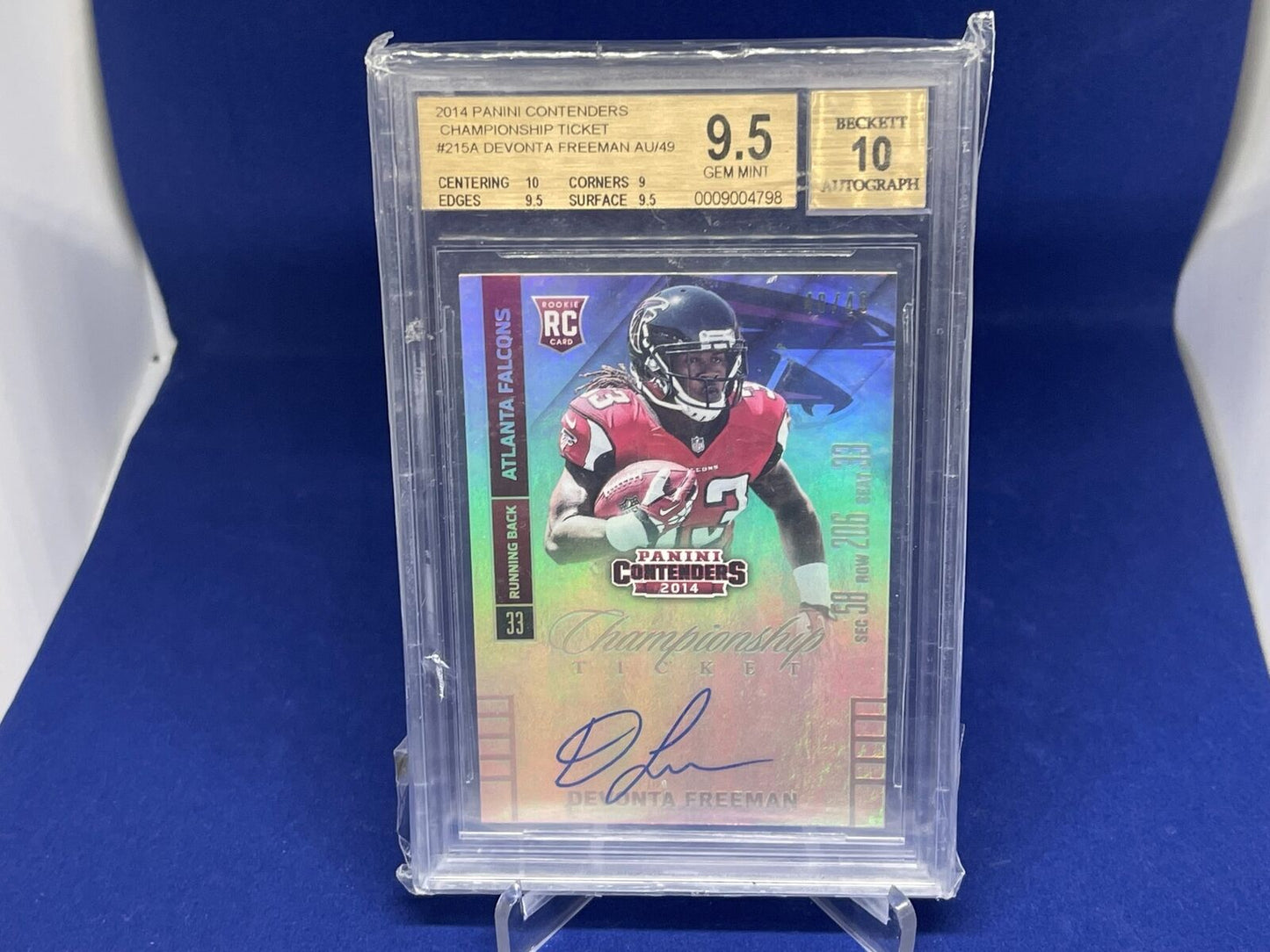 DEVONTA FREEMAN 2014 CONTENDERS CHAMPIONSHIP TICKET AUTO RC /49 BGS 9.5 10 AU