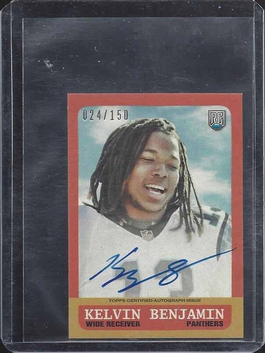 KELVIN BENJAMIN 2014 TOPPS MINI ON CARD PANTHERS ROOKIE AUTO RC #D 24/150