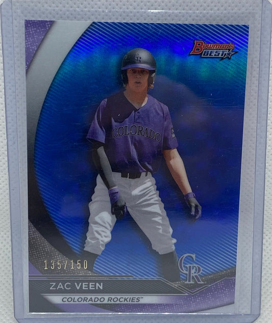 ZAC VEEN 2020 TOPPS BOWMAN'S BEST BLUE REFRACTOR PROSPECT #D 135/150