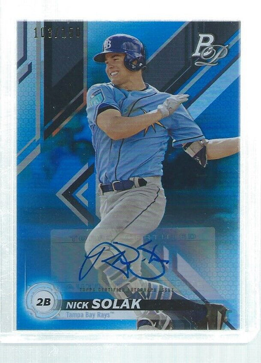 NICK SOLAK 2019 BOWMAN PLATINUM AUTO BLUE PROSPECT #D 103/150