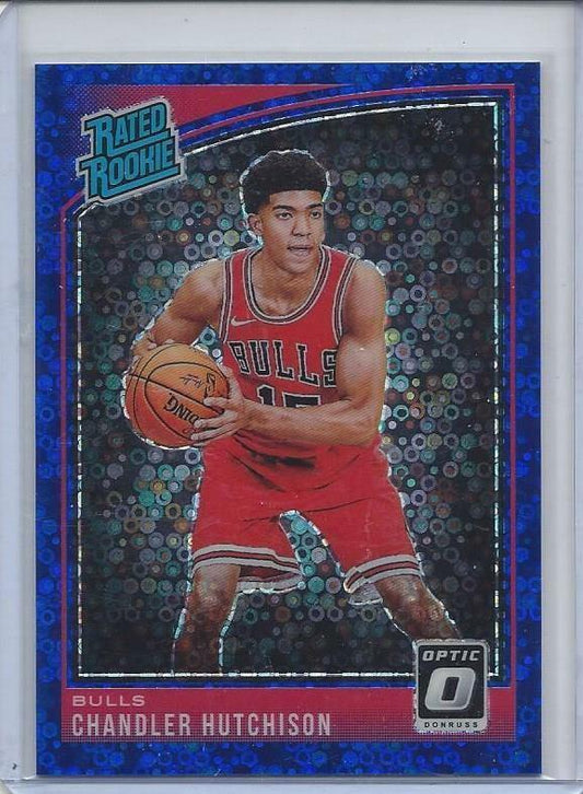 CHANDLER HUTCHISON 2018-19 DONRUSS OPTIC FAST BREAK BLUE HOLO RC #D 23/50