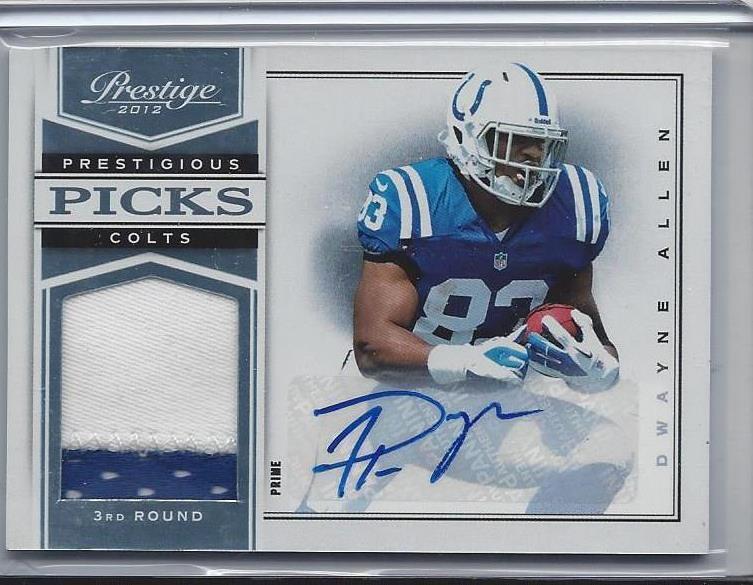 DWAYNE ALLEN 2012 PRESTIGE PRESTIGIOUS PICKS COLTS ROOKIE PATCH AUTO RC #D /99