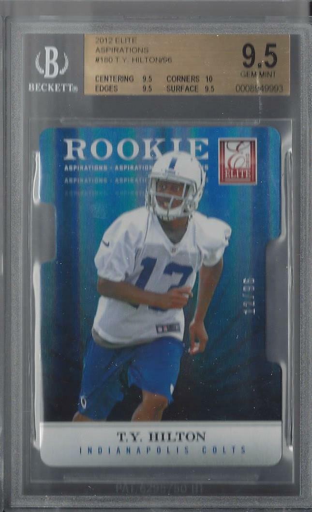 T.Y. HILTON 2012 ELITE ASPIRATIONS BLUE ROOKIE DIE CUT RC /96 BGS 9.5 GEM POP 3
