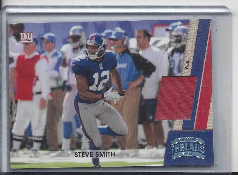 1/1 STEVE SMITH 2011 PANINI THREADS GIANTS PATCH #D 12/99 HIS JERSEY NUMBER #12!