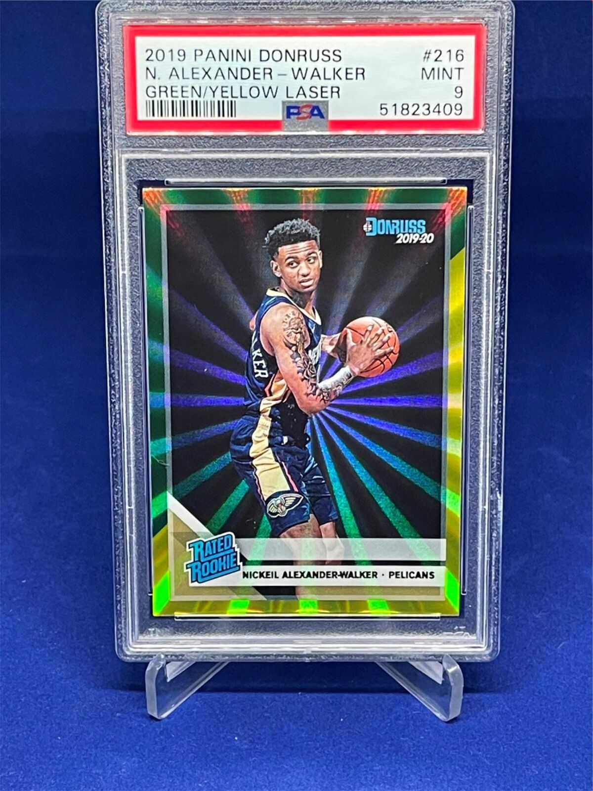 NICKEIL ALEXANDER-WALKER 2019-20 PANINI DONRUSS GREEN YELLOW LASER RC 216 PSA 10