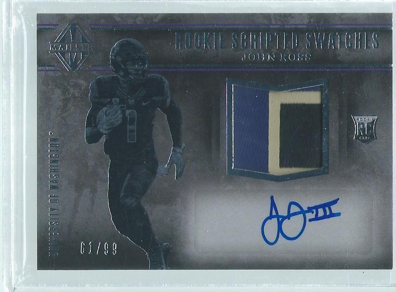 JOHN ROSS 2017 PANINI MAJESTIC ROOKIE SCRIPTED 3 COLOR PATCH AUTO RC #D 61/99