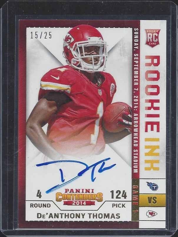 DE'ANTHONY THOMAS 2014 CONTENDERS ROOKIE INK GOLD ON CARD AUTO RC #D 15/25
