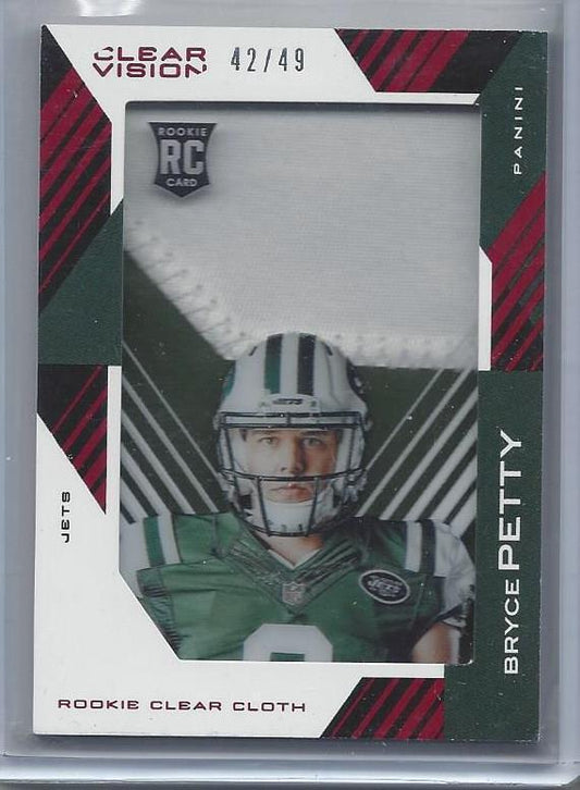 BRYCE PETTY 2015 CLEAR VISION CLEAR CLOTH RED JUMBO ROOKIE PATCH RC #D 42/49
