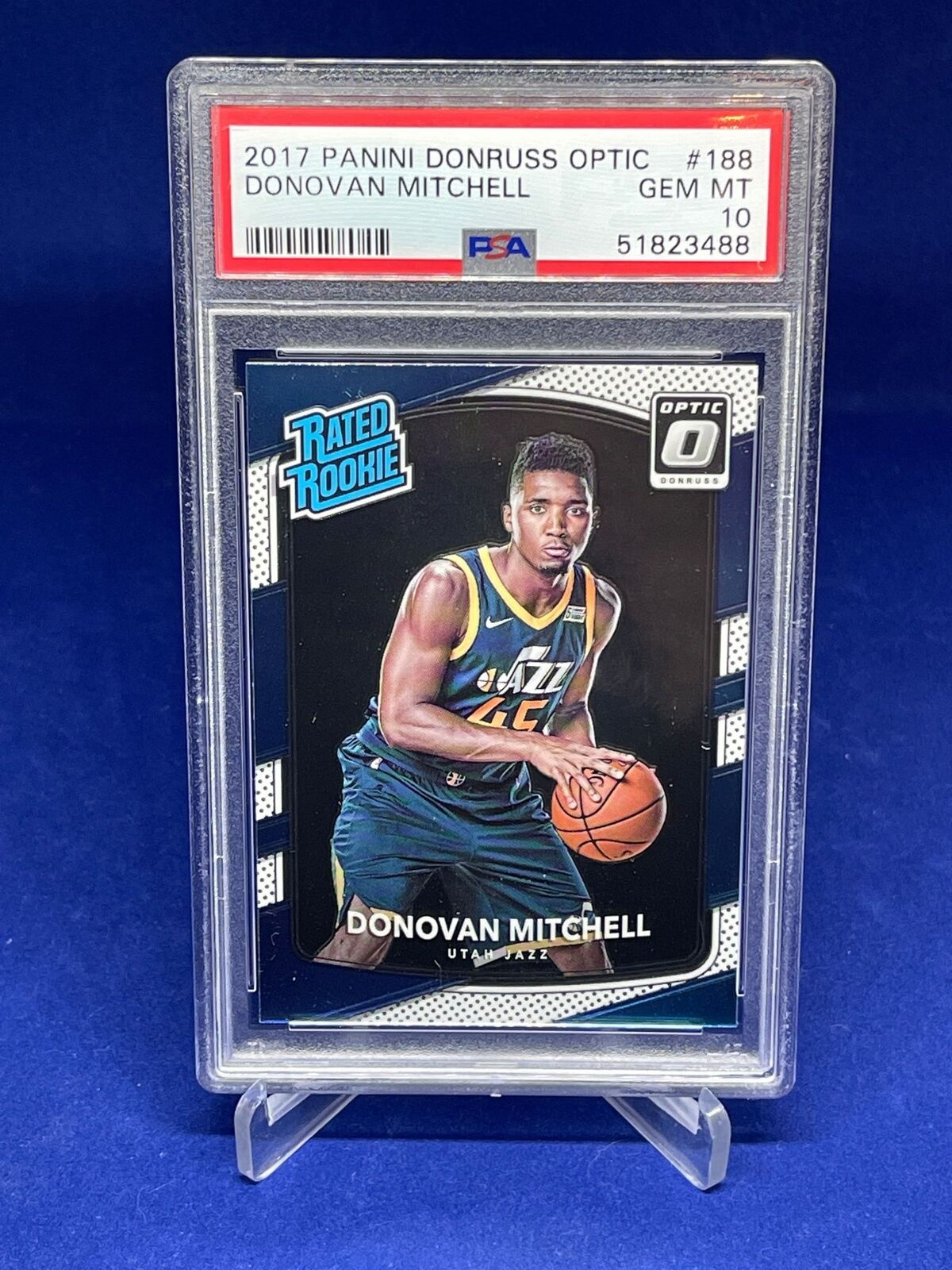 DONOVAN MITCHELL 2017-18 PANINI DONRUSS OPTIC RATED ROOKIE RC #188 PSA 10 GEM