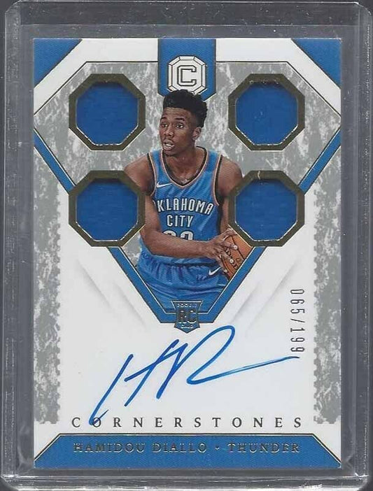 HAMIDOU DIALLO 2018-19 CORNERSTONES QUAD JERSEY ON CARD AUTO RC #D 65/199