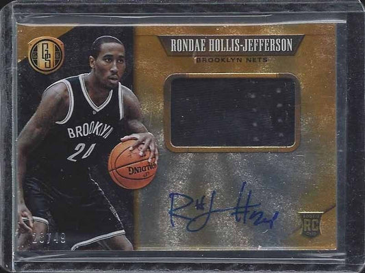RONDAE HOLLIS JEFFERSON 2015-16 GOLD STANDARD ON CARD JERSEY AUTO RC #D 28/49