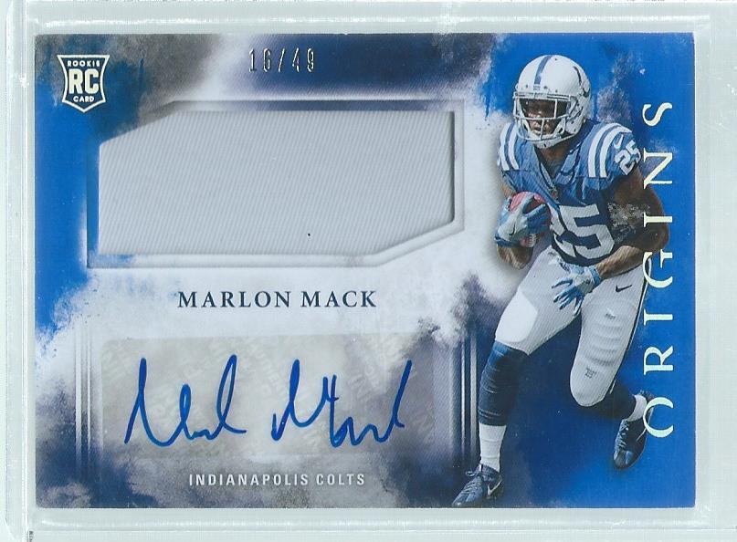 MARLON MACK 2017 PANINI ORIGINS RPA PATCH AUTO BLUE RC #D 16/49