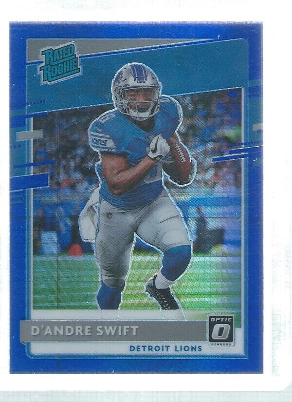 D'ANDRE SWIFT 2020 DONRUSS OPTIC HOLO RATED ROOKIE BLUE HYPER RC #159