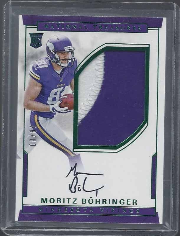 MORITZ BOHRINGER 2016 NATIONAL TREASURES GREEN JERSEY NUMBER RPA AUTO RC #D 9/81