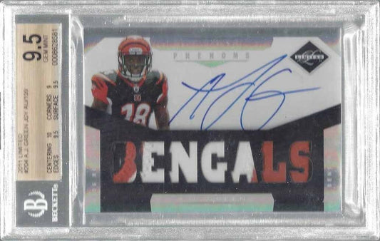 A.J. GREEN 2011 LIMITED PHENOMS RPA JUMBO 3 COLOR PATCH AUTO RC /199 BGS 9.5 10