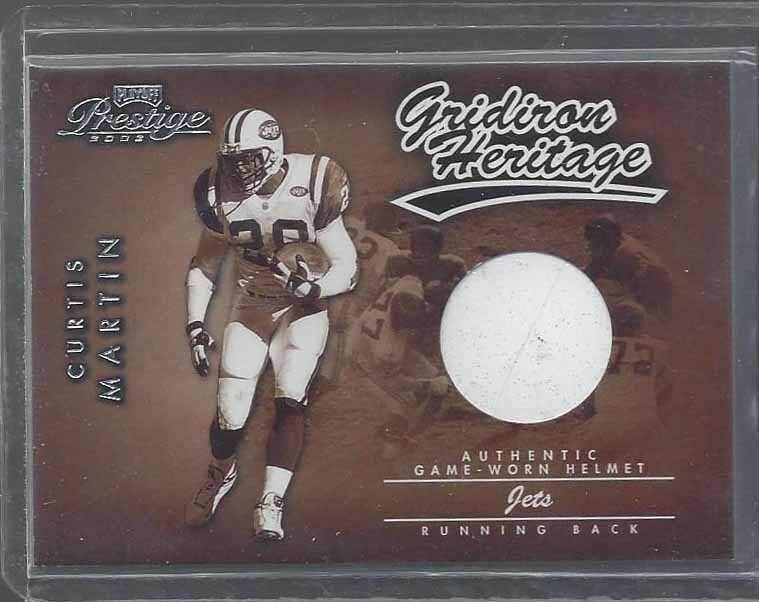 CURTIS MARTIN 2002 PLAYOFF PRESTIGE GRIDIRON HERITAGE GAME USED HELMET #D 11/100