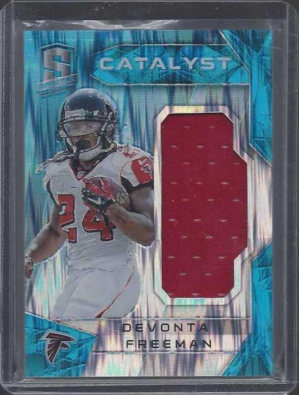 1/1 DEVONTA FREEMAN 2015 SPECTRA NEON BLUE PRIZM CATALYST JERSEY 24/50 JSY #24!