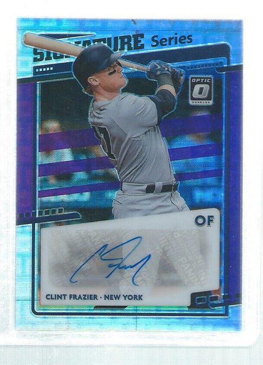 CLINT FRAZIER 2020 DONRUSS OPTIC PANDORA PRIZM AUTO PURPLE #D 18/25