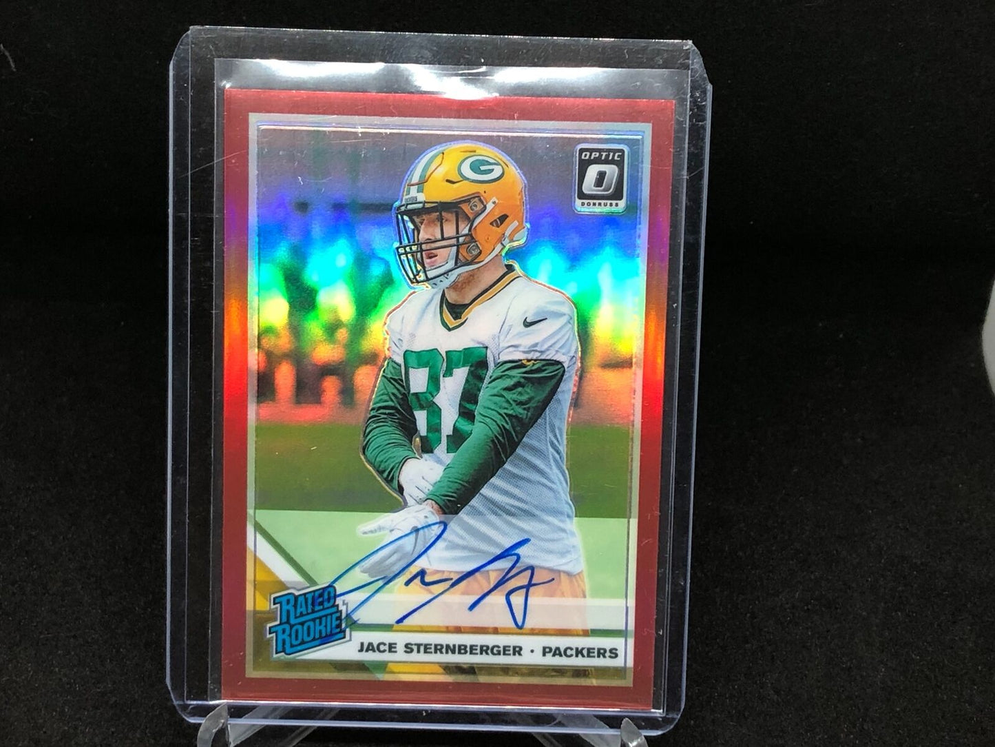 JACE STERNBERGER 2019 DONRUSS OPTIC RATED ROOKIE RED HOLO ON CARD AUTO RC #D /50