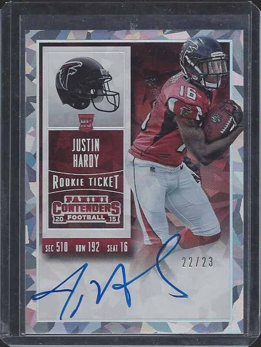 JUSTIN HARDY 2015 CONTENDERS CRACKED ICE TICKET ON CARD ROOKIE AUTO RC #D 22/23
