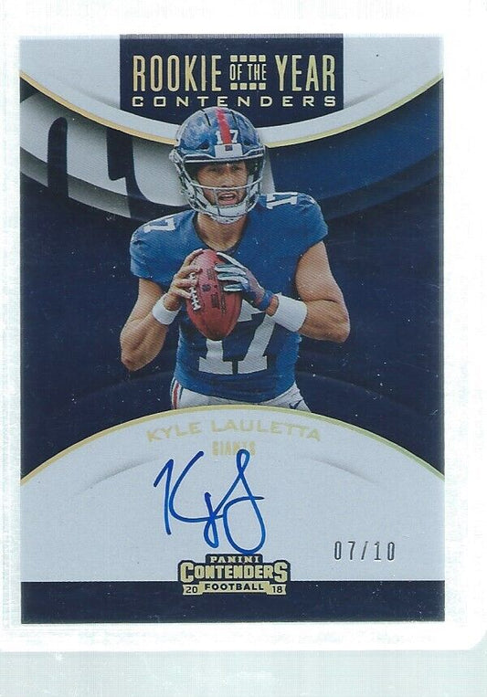 KYLE LAULETTA 2018 CONTENDERS ROOKIE OF THE YEAR ON CARD AUTO RC #D 7/10
