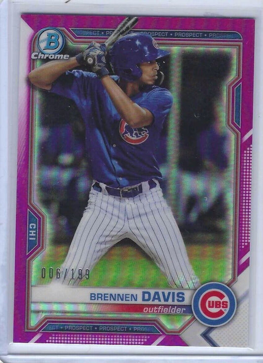 BRENNEN DAVIS 2021 BOWMAN CHROME PINK REFRACTOR PROSPECT #d /199