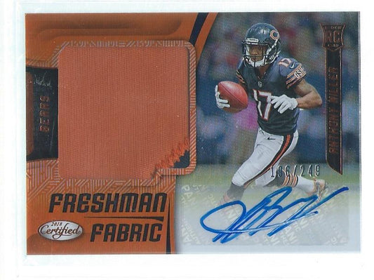 ANTHONY MILLER 2018 CERTIFIED FRESHMAN 2 COLOR PATCH AUTO ORANGE RC #D 196/249