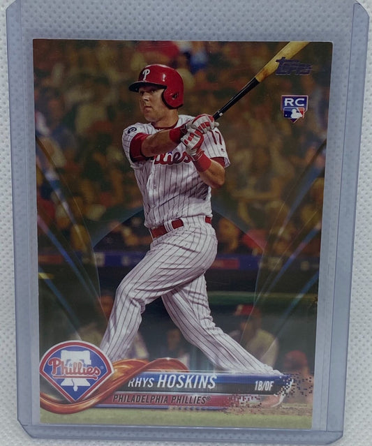 RHYS HOSKINS 2018 TOPPS SERIES 1 GOLD ROOKIE RC #D 1755/2018