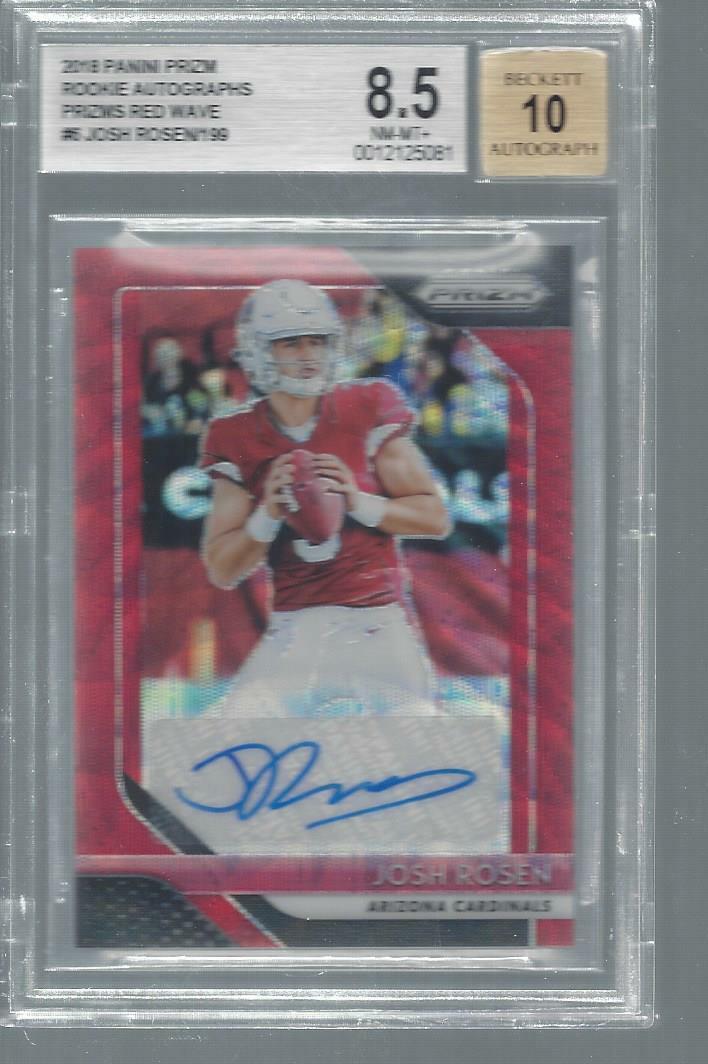 JOSH ROSEN 2018 PANINI PRIZM RED WAVE PRIZMS AUTO RC #D 55/199 BGS 8.5 w/ 10 AU
