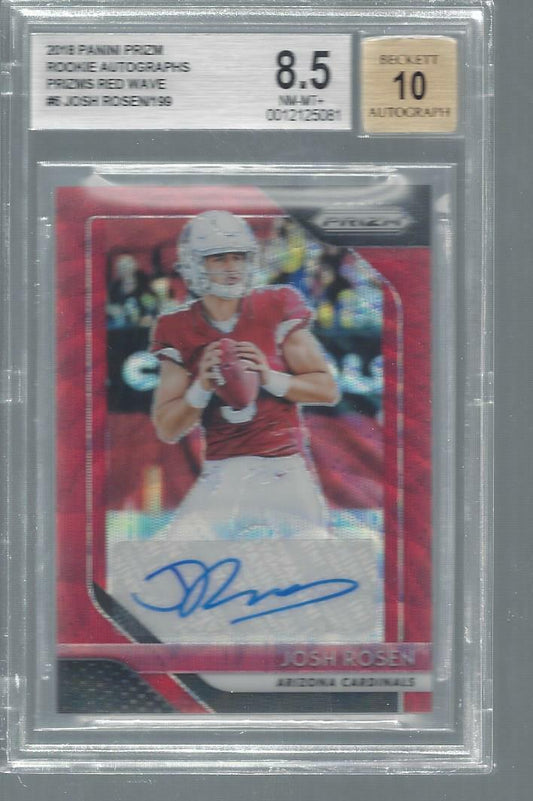 JOSH ROSEN 2018 PANINI PRIZM RED WAVE PRIZMS AUTO RC #D 55/199 BGS 8.5 w/ 10 AU