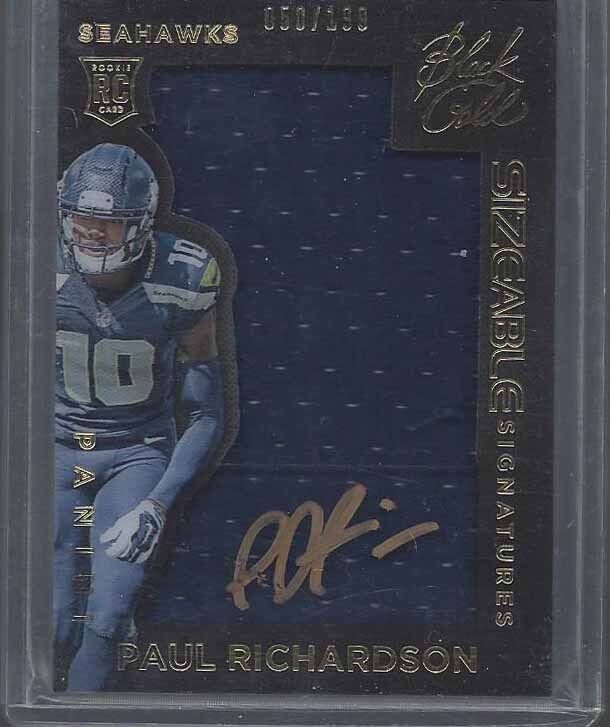 PAUL RICHARDSON 2014 BLACK GOLD SIZEABLE SIGS JUMBO JERSEY ON CARD AUTO RC /199