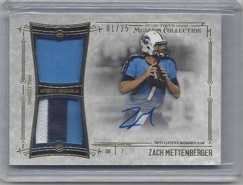 ZACH METTENBERGER 2014 TOPPS MUSEUM GOLD DUAL 3 COLOR PATCH AUTO RC #D 1/25