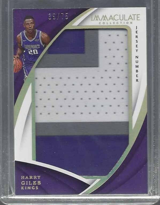 HARRY GILES 2017-18 IMMACULATE JUMBO JERSEY NUMBER 3 COLOR PATCH RC #D 39/75