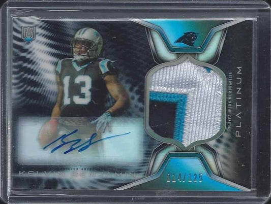KELVIN BENJAMIN 2014 TOPPS PLATINUM BLACK REFRACTOR RPA 3 CLR PATCH AUTO RC /125