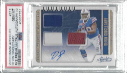 DEVIN SINGLETARY 2019 ABSOLUTE RPM TRIPLE JERSEY AUTO RC /299 PSA 10 GEM POP 1/1
