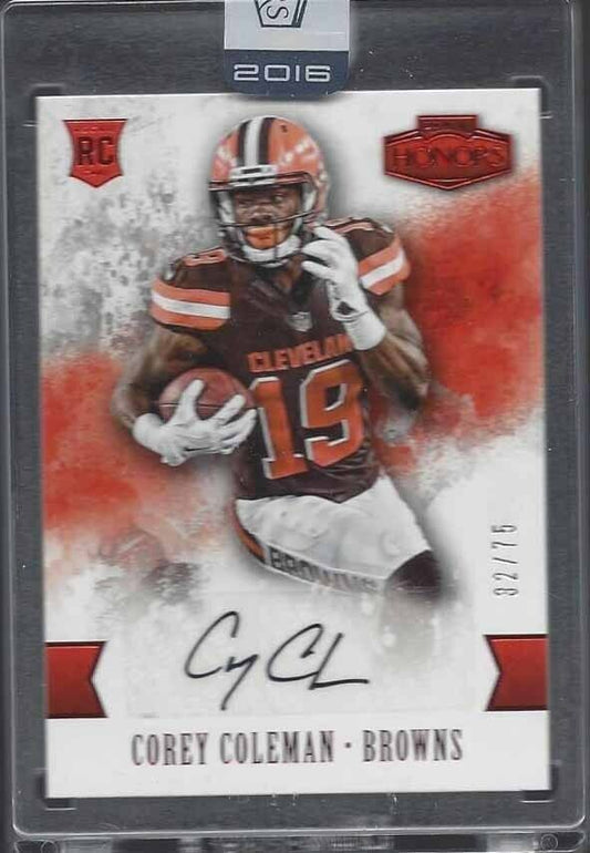 COREY COLEMAN 2016 PANINI HONORS ENCASED RED ROOKIE AUTO RC #D 32/75
