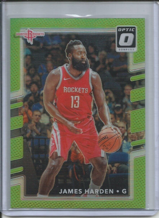 JAMES HARDEN 2017-18 DONRUSS OPTIC LIME GREEN HOLO PRIZM #D 2/175