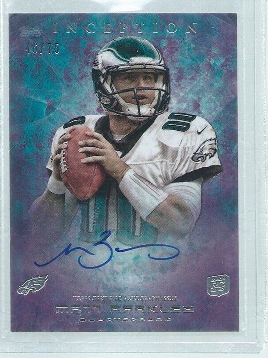 MATT BARKLEY 2013 TOPPS INCEPTION ON CARD AUTO PURPLE RC #D 46/75