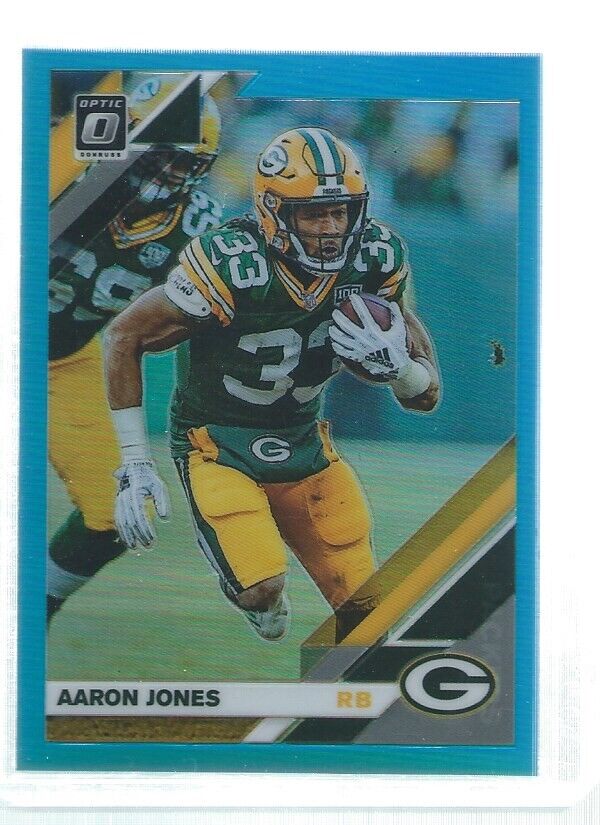 AARON JONES 2019 DONRUSS OPTIC HOLO LIGHT BLUE #D 157/299