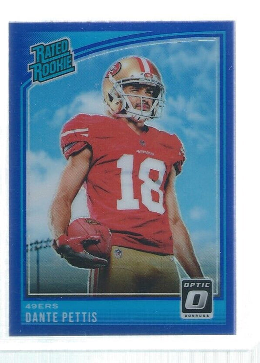 DANTE PETTIS 2018 DONRUSS OPTIC HOLO RATED ROOKIE BLUE RC #D 65/149